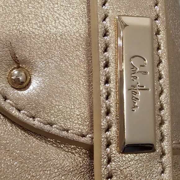 Sophisticated Stylish Cole Haan gold leather crescent hobo shoulder bag EUC - Picture 8 of 8